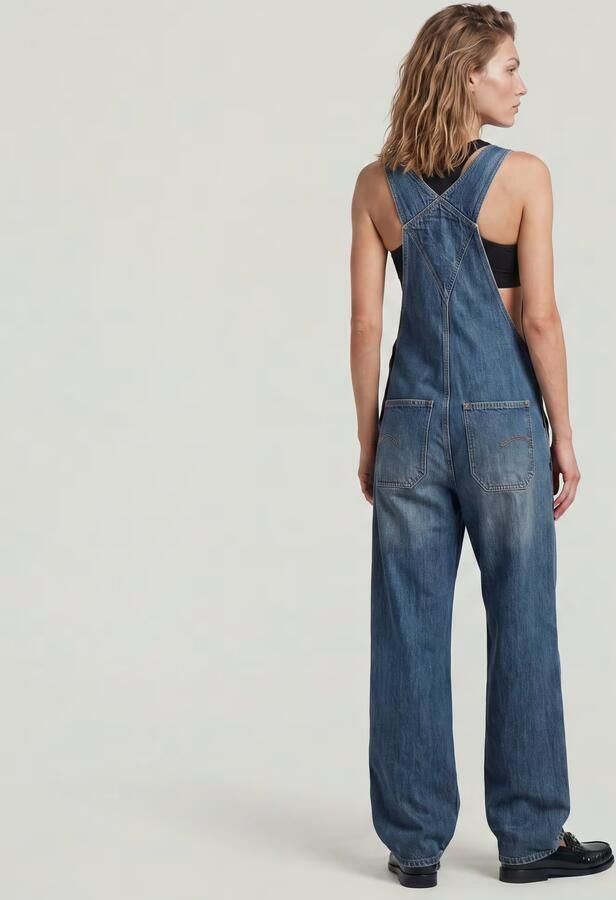 G-STAR denim Straight regular waist tuinbroek donkerblauw - Foto 7