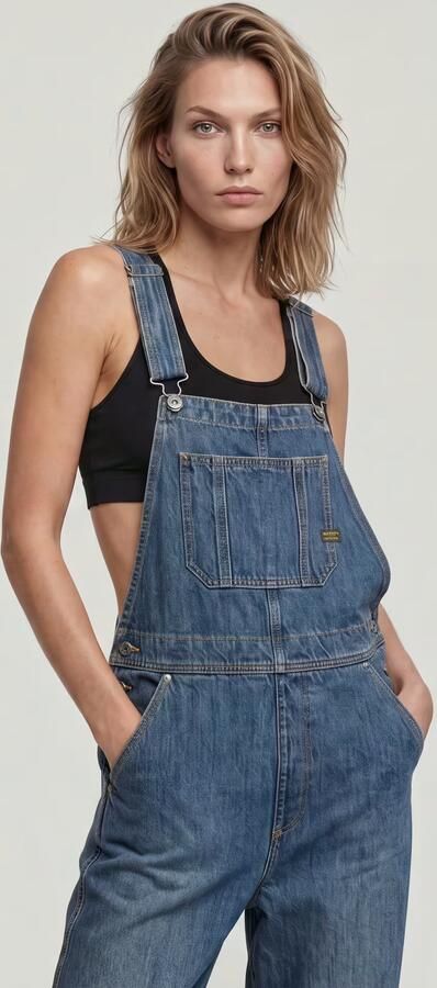 G-STAR denim Straight regular waist tuinbroek donkerblauw - Foto 11