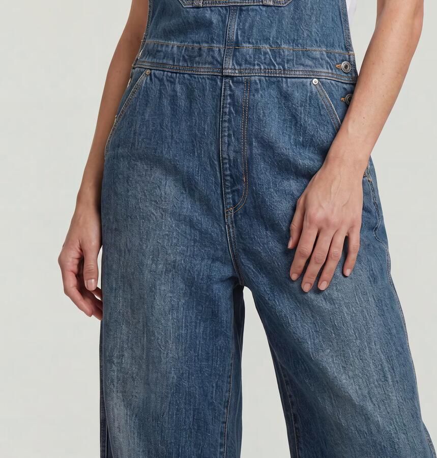G-STAR denim Straight regular waist tuinbroek donkerblauw - Foto 3