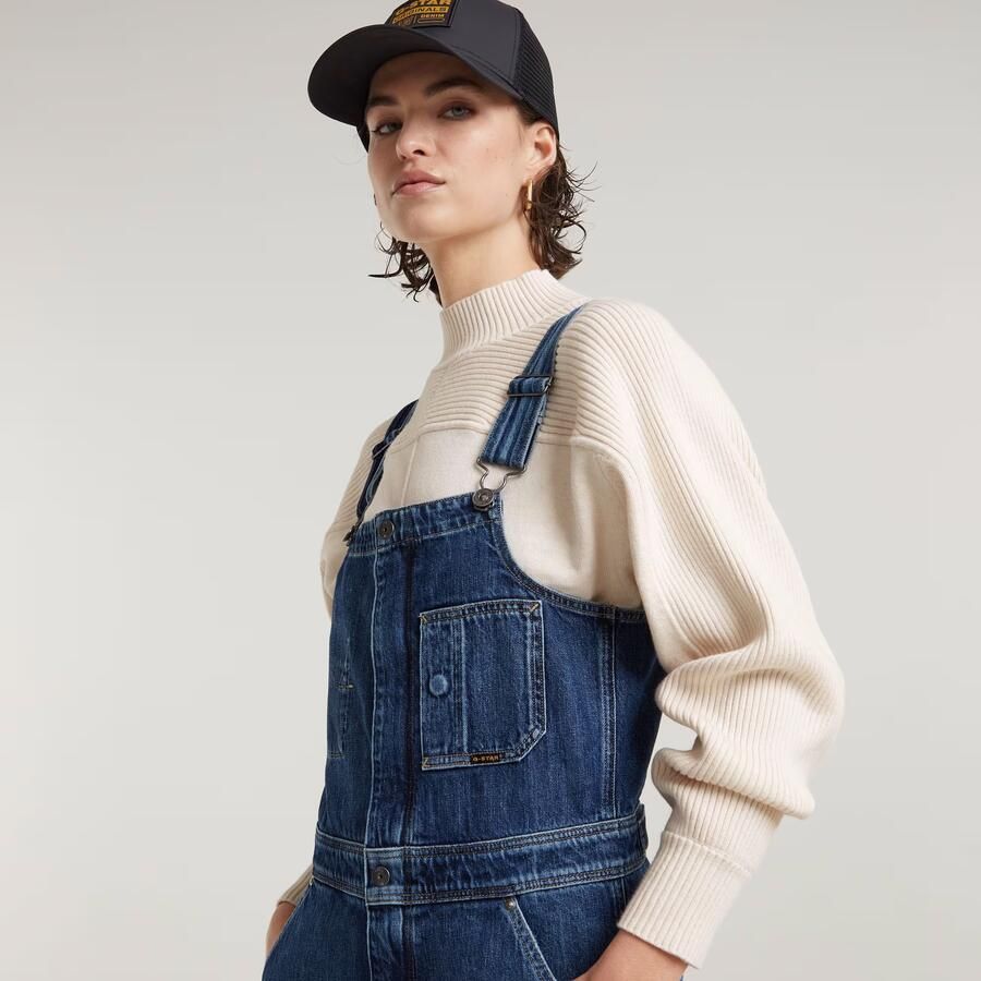 G-Star Raw Straight fit tuinbroek met borstzakken model 'Dungaree' - Foto 4