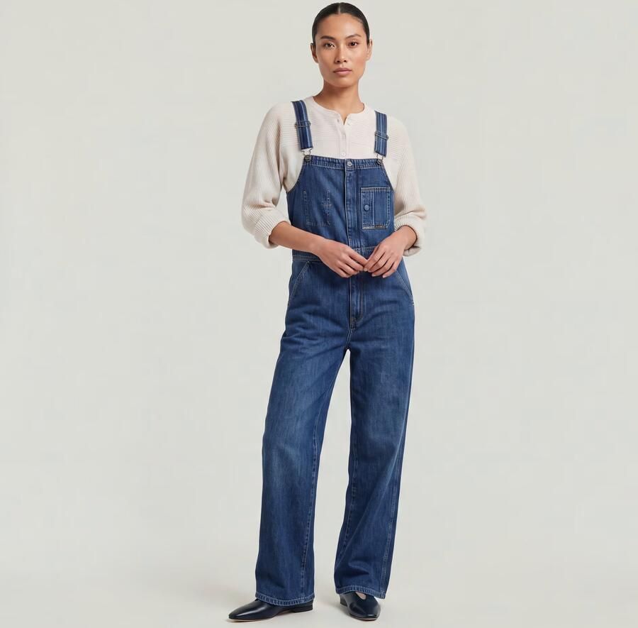 G-Star Raw Straight fit tuinbroek met borstzakken model 'Dungaree' - Foto 3
