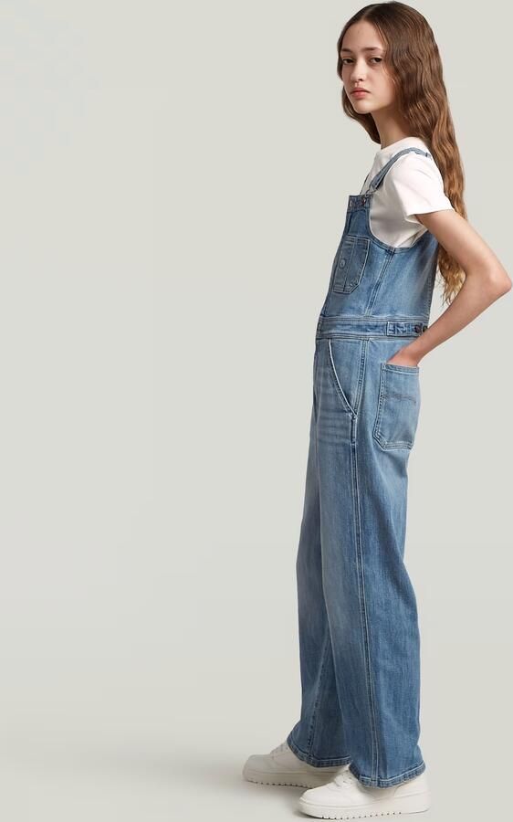 G-Star RAW Straight Leg Zip Tuinbroek Meisjes Lichtblauw meisjes - Foto 2