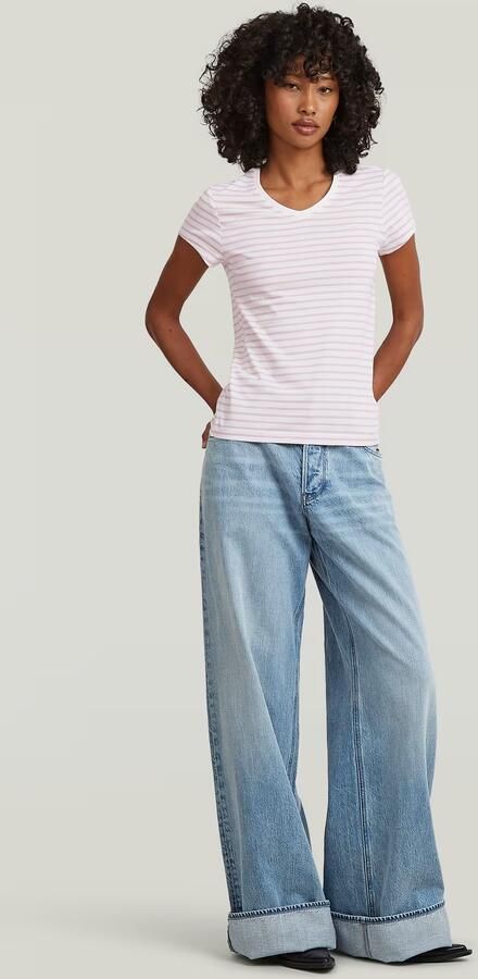 G-Star RAW Stripe Eyben Slim V 2.0 T-Shirt Roze Dames - Foto 6