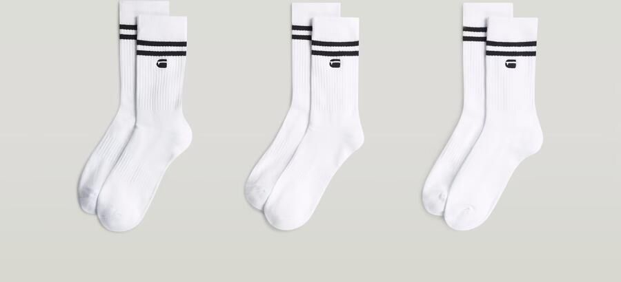 G-Star RAW Stripe Sokken 3 Paar Wit Heren