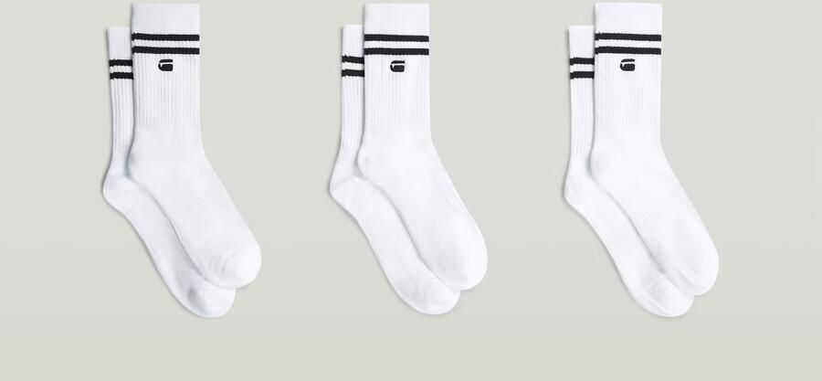 G-Star RAW Stripe Sokken 3 Paar Wit Heren - Foto 4