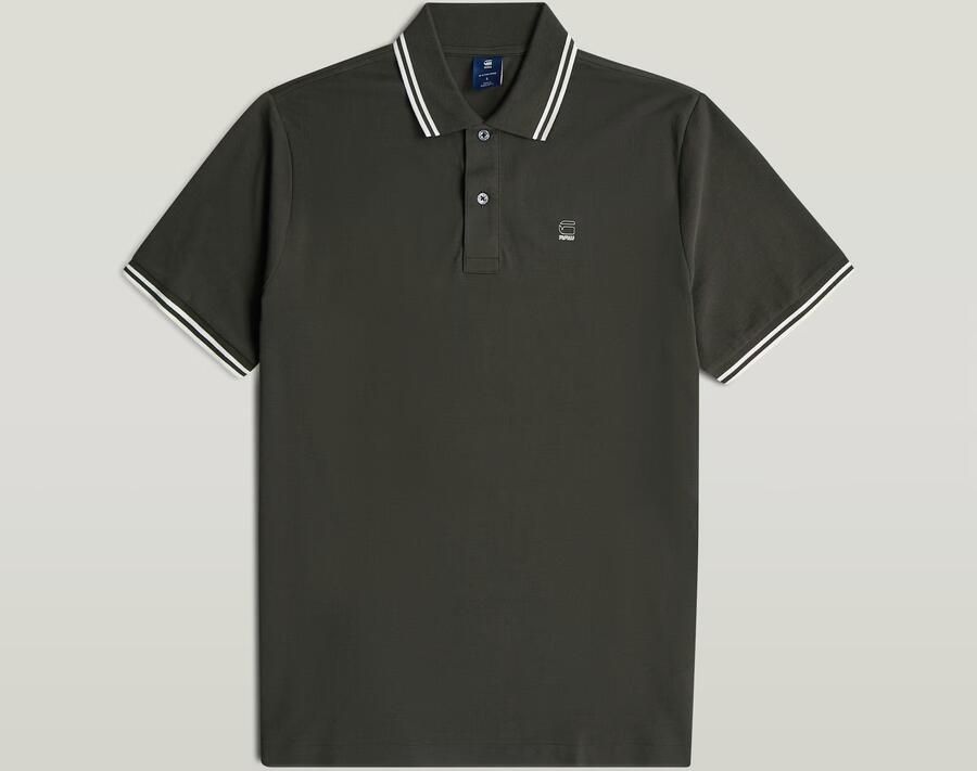 G-Star RAW Striped Collar Slim Polo Grijs Heren