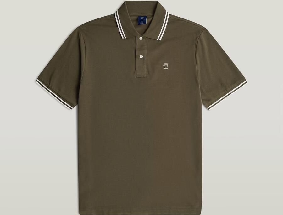 G-Star RAW Striped Collar Slim Polo Groen Heren