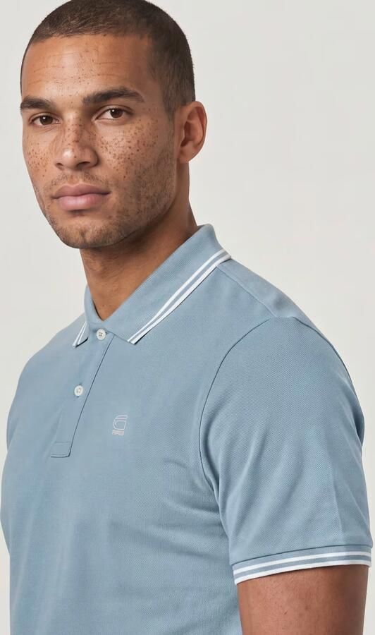 G-Star RAW Striped Collar Slim Polo Lichtblauw Heren - Foto 2