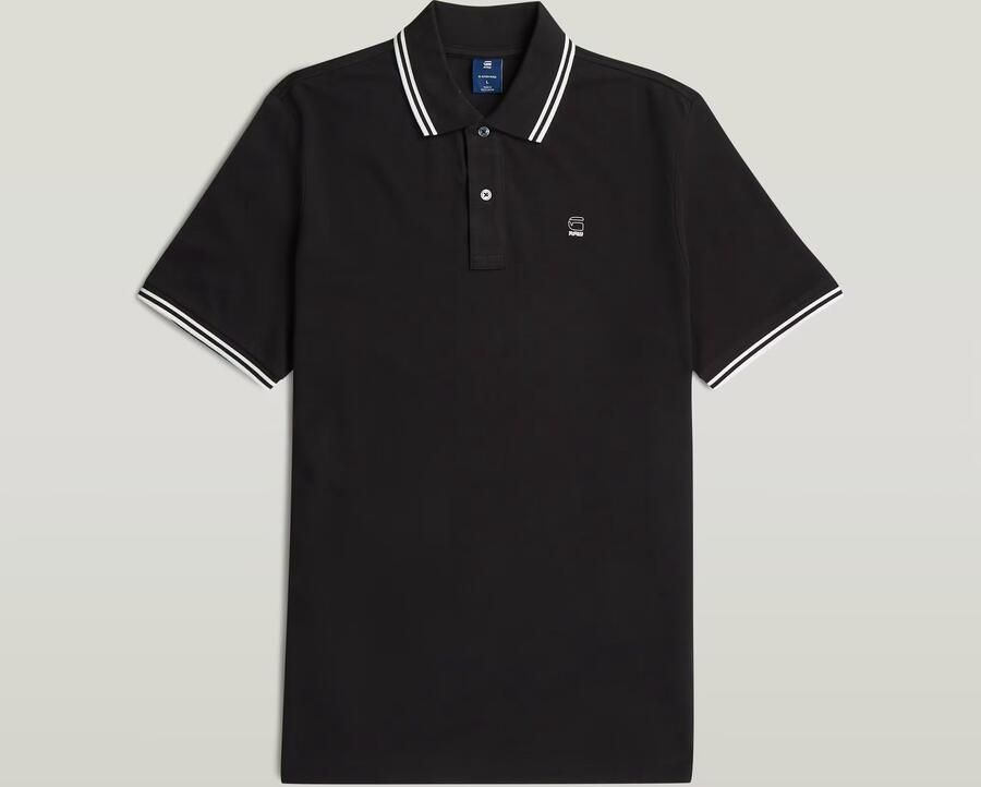 G-Star RAW Striped Collar Slim Polo Zwart Heren