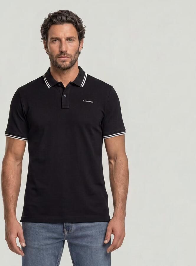G-Star RAW Striped Collar Slim Polo Zwart Heren - Foto 3