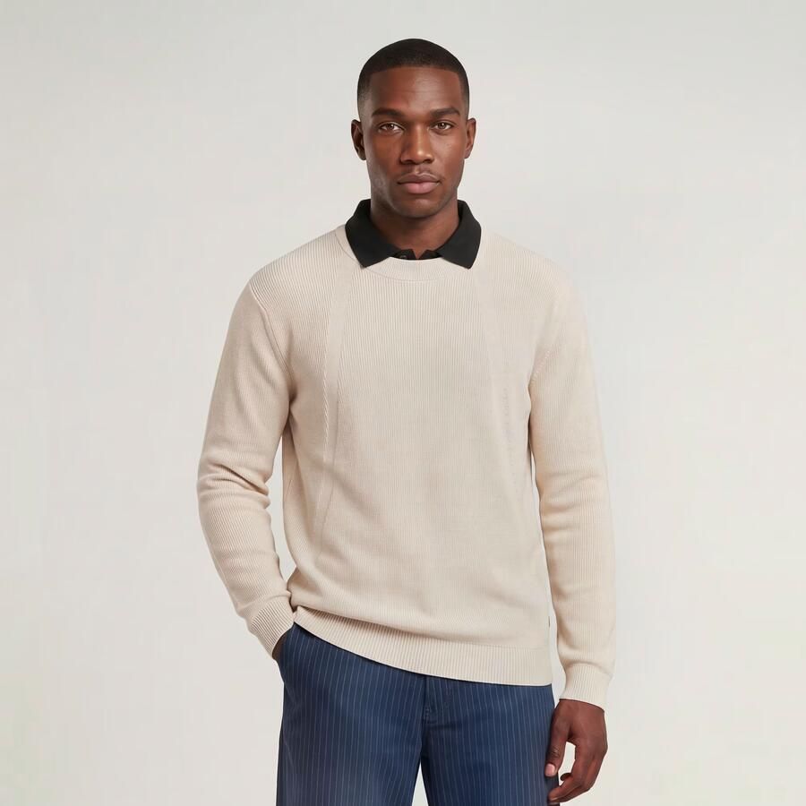 G-Star Raw Trui D26781 C868 STRUCTURE R KNIT-1603 WHITEBAIT - Foto 3