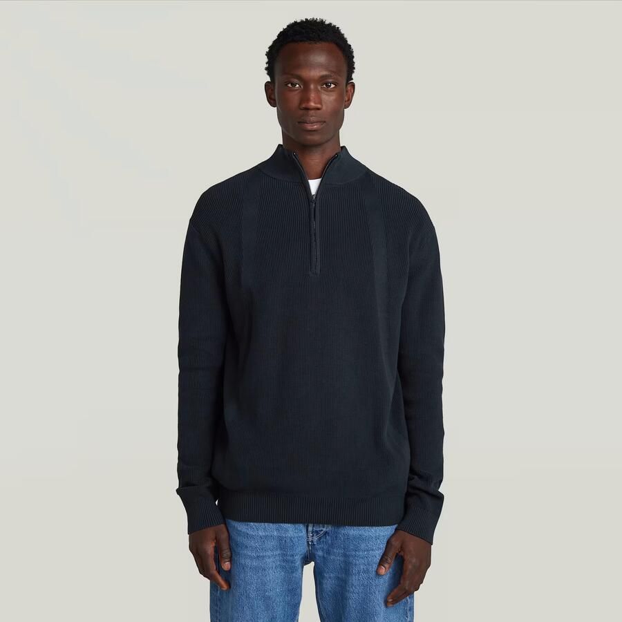 G-Star RAW Structure Half Zip Gebreide Trui Donkerblauw Heren - Foto 8