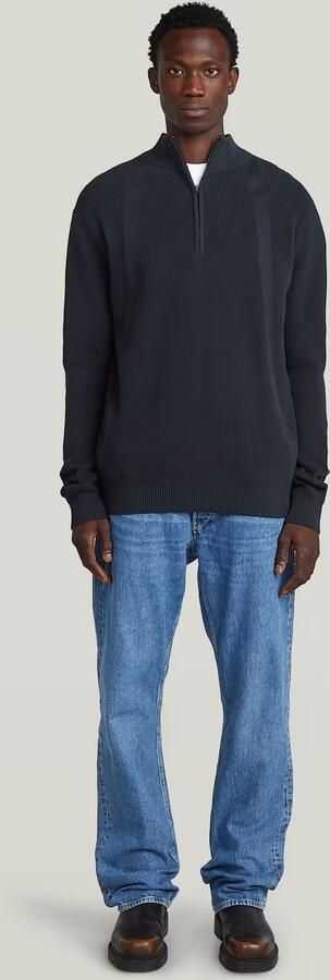 G-Star RAW Structure Half Zip Gebreide Trui Donkerblauw Heren - Foto 7