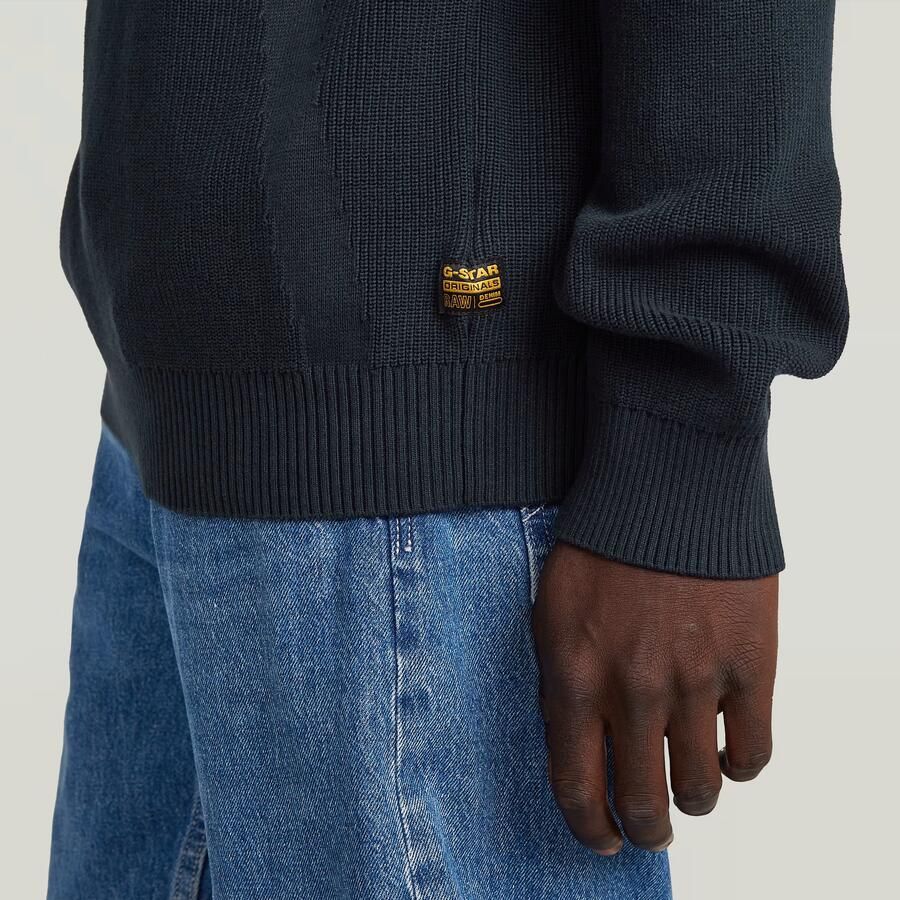 G-Star RAW Structure Half Zip Gebreide Trui Donkerblauw Heren - Foto 3