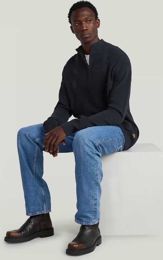 G-Star RAW Structure Half Zip Gebreide Trui Donkerblauw Heren - Foto 6