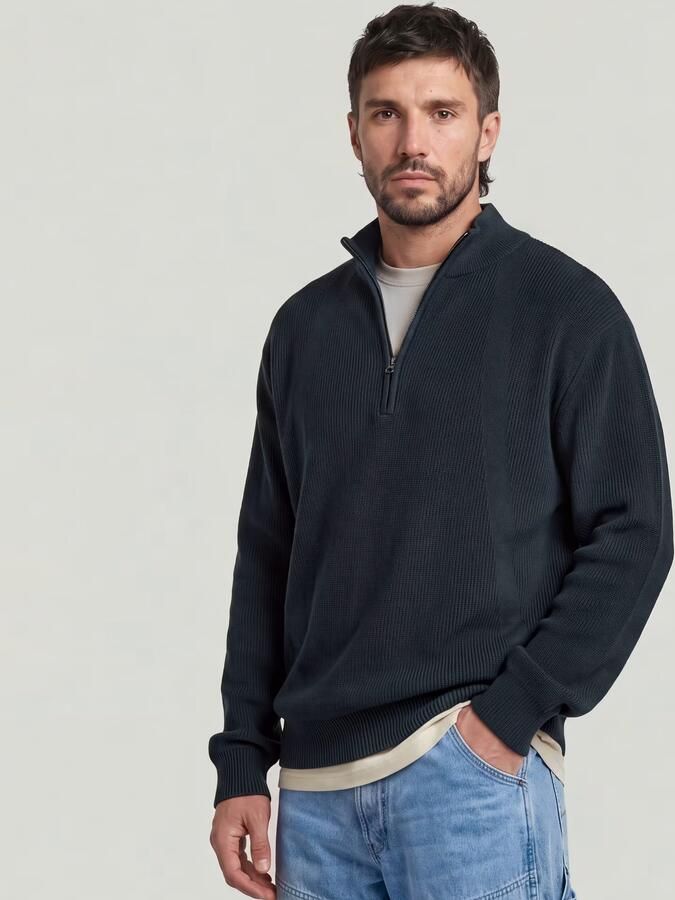 G-STAR RAW Heren Truien & Vesten Structure Half Zip Knit Donkerblauw - Foto 11
