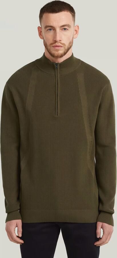 G-Star RAW Structure Half Zip Gebreide Trui Groen Heren - Foto 7