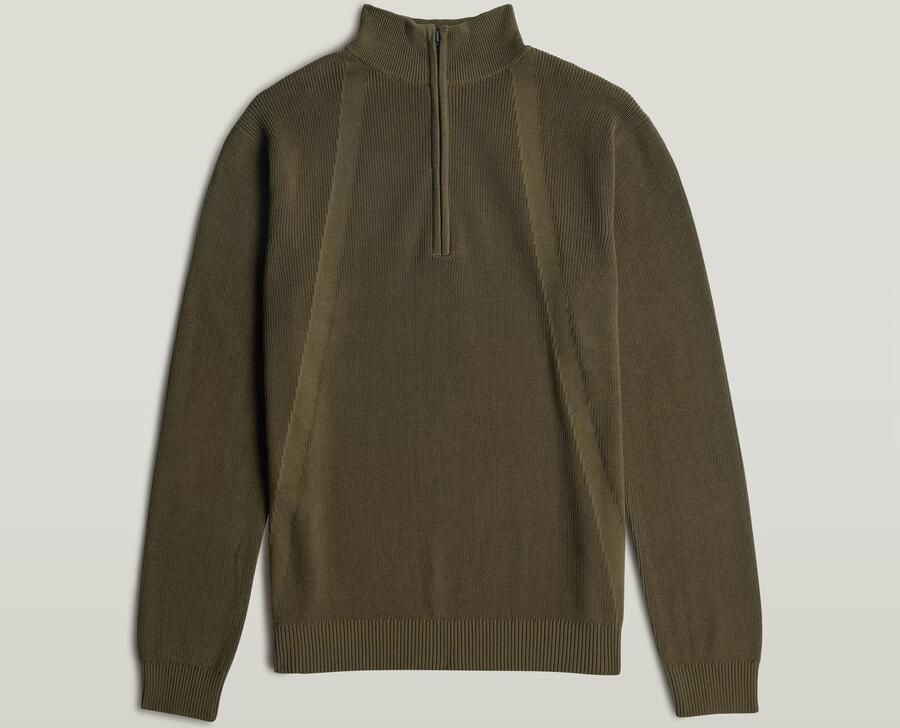 G-Star RAW Structure Half Zip Gebreide Trui Groen Heren - Foto 2