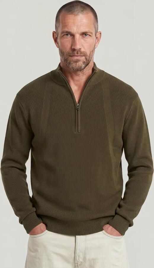 G-Star RAW Structure Half Zip Gebreide Trui Groen Heren - Foto 4