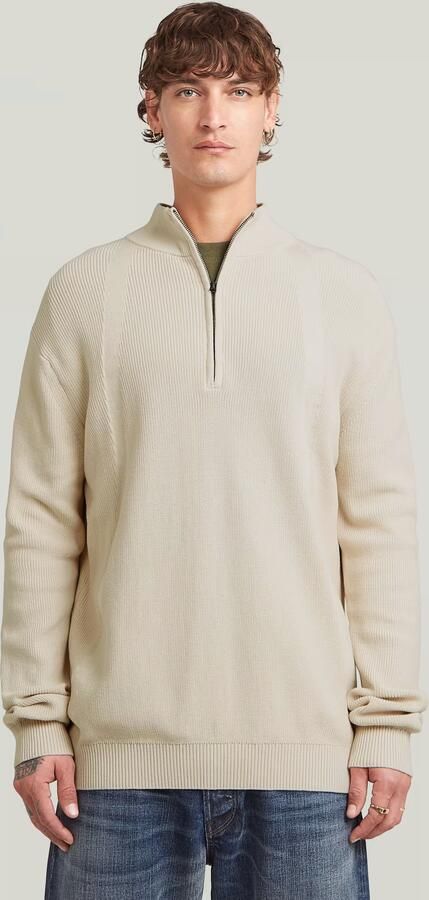 G-Star RAW Structure Half Zip Gebreide Trui Wit Heren - Foto 9