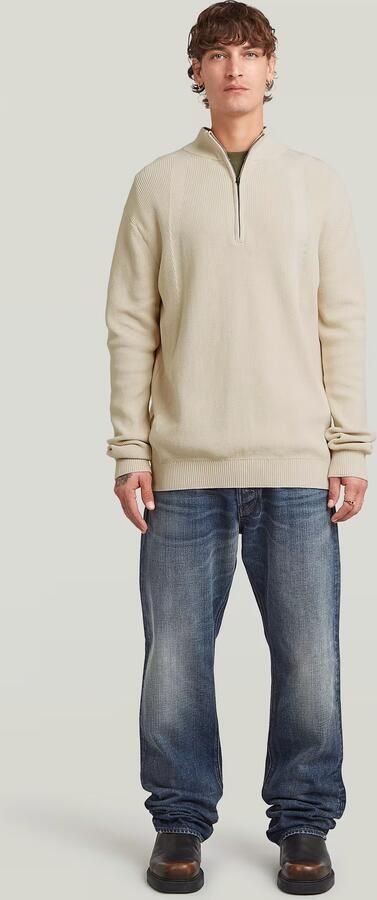 G-Star RAW Structure Half Zip Gebreide Trui Wit Heren - Foto 8