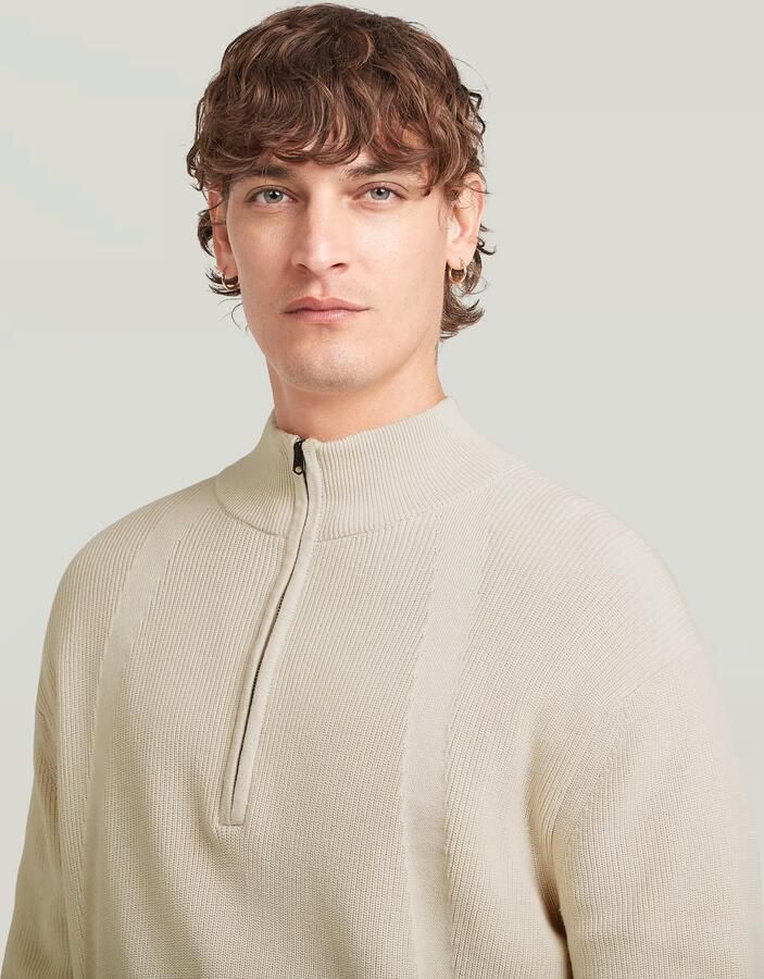 G-Star RAW Structure Half Zip Gebreide Trui Wit Heren - Foto 5