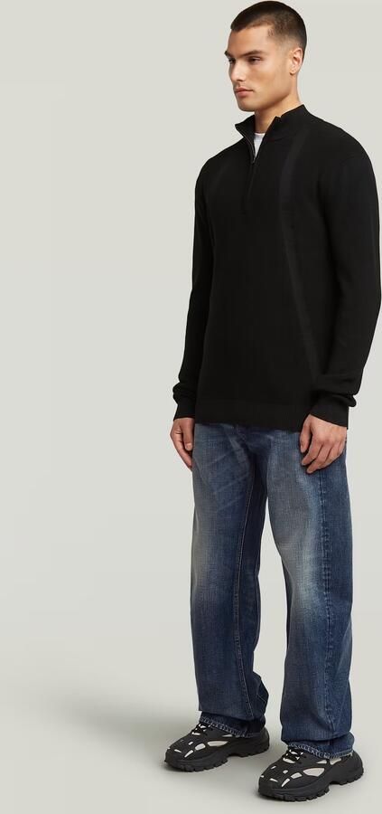 G-Star RAW Structure Half Zip Gebreide Trui Zwart Heren - Foto 8