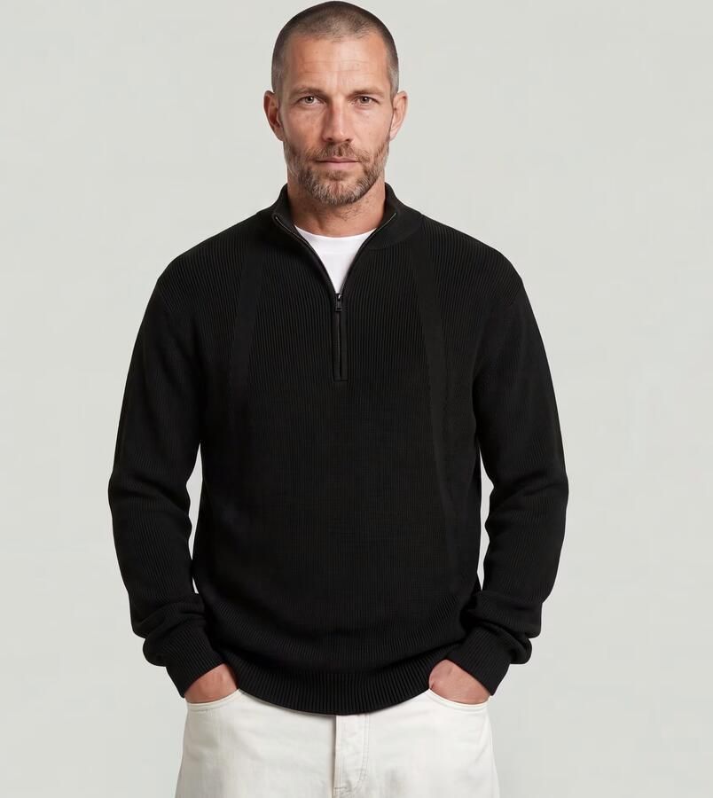 G-Star RAW Structure Half Zip Gebreide Trui Zwart Heren - Foto 4
