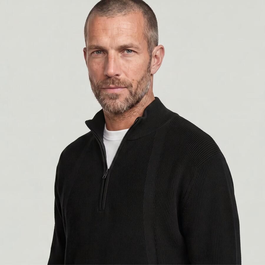 G-Star RAW Structure Half Zip Gebreide Trui Zwart Heren - Foto 3