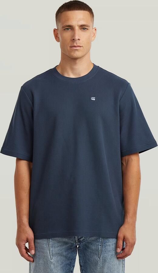 G-Star RAW Structured Chest Logo T-Shirt Donkerblauw Heren