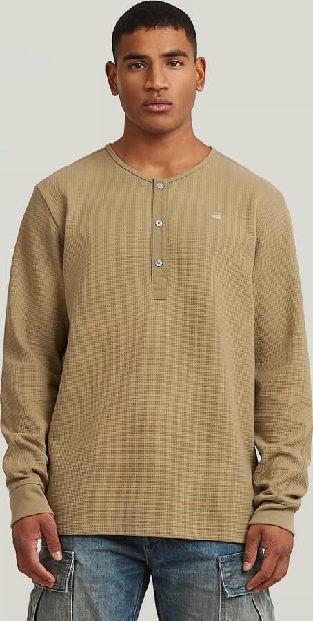 G-Star RAW Structured Tweeter Grandad T-Shirt Beige Heren