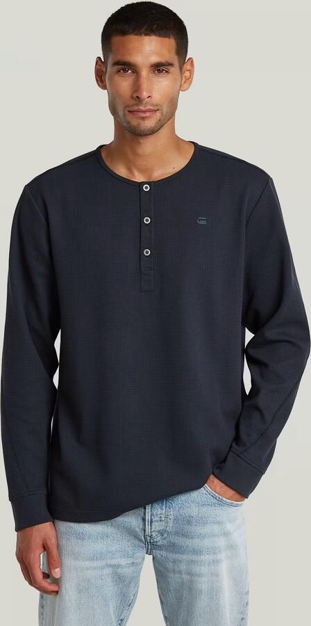 G-Star RAW Structured Tweeter Grandad T-Shirt Donkerblauw Heren