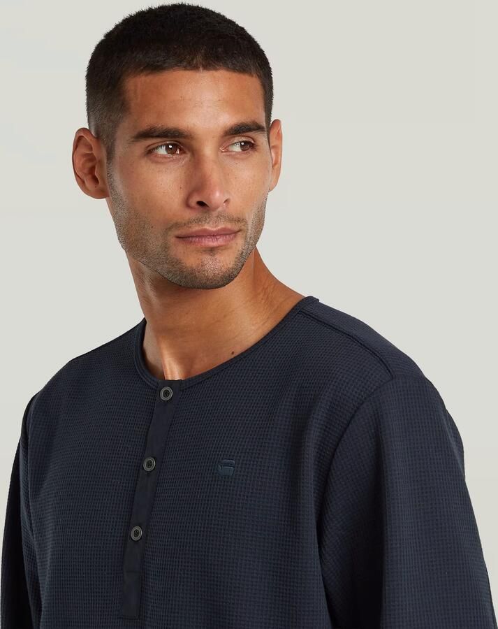 G-Star RAW Structured Tweeter Grandad T-Shirt Donkerblauw Heren - Foto 3