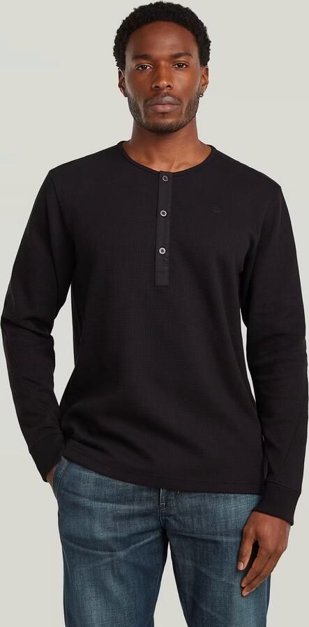 G-Star RAW Structured Tweeter Grandad T-Shirt Zwart Heren