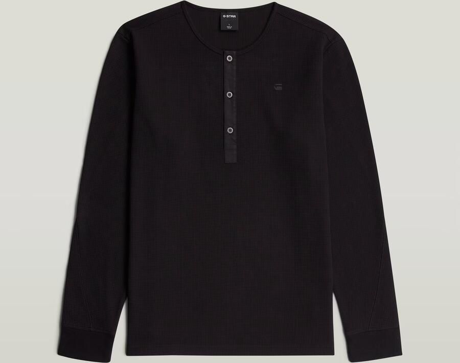 G-Star RAW Structured Tweeter Grandad T-Shirt Zwart Heren - Foto 4