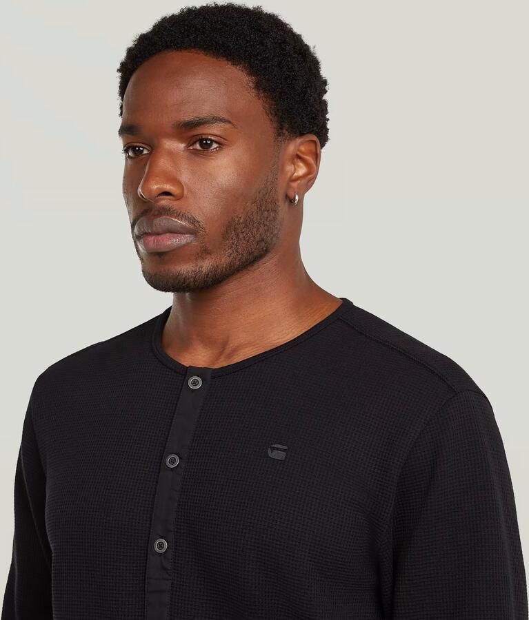 G-Star RAW Structured Tweeter Grandad T-Shirt Zwart Heren - Foto 3