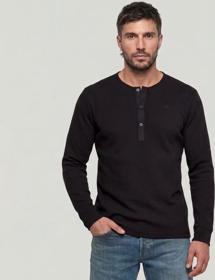 G-Star RAW Structured Tweeter Grandad T-Shirt Zwart Heren - Foto 4