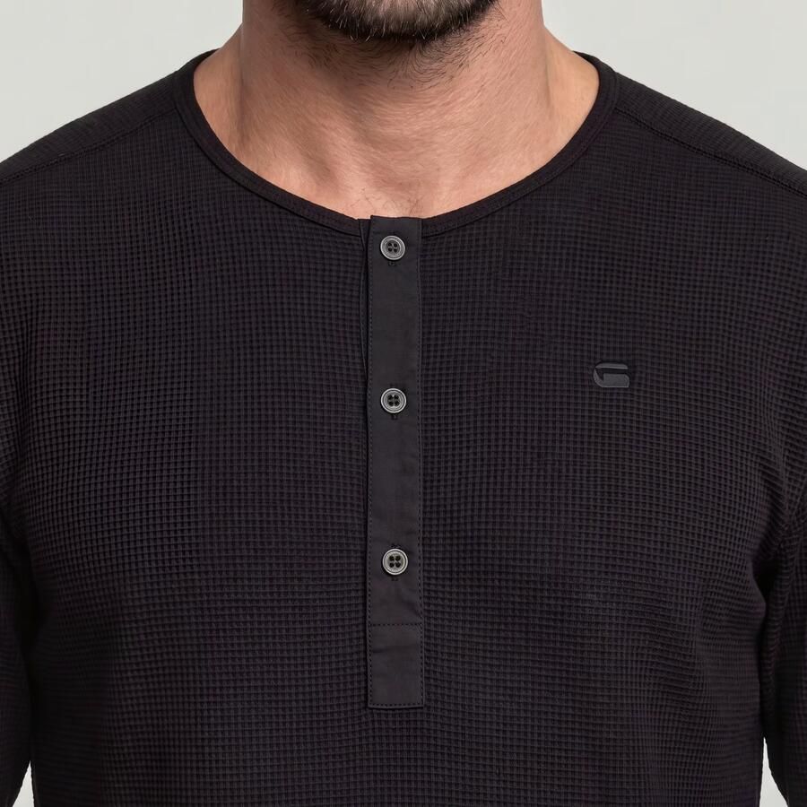 G-Star RAW Structured Tweeter Grandad T-Shirt Zwart Heren - Foto 3