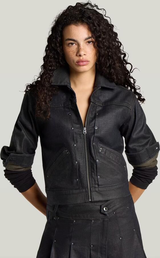 G-Star RAW Stud Shrunken Boxy Jack Donkerblauw Dames - Foto 4