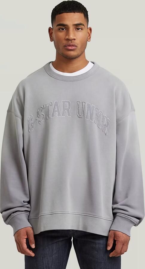 G-Star RAW Sunfaded Applique Loose Sweater Grijs Heren