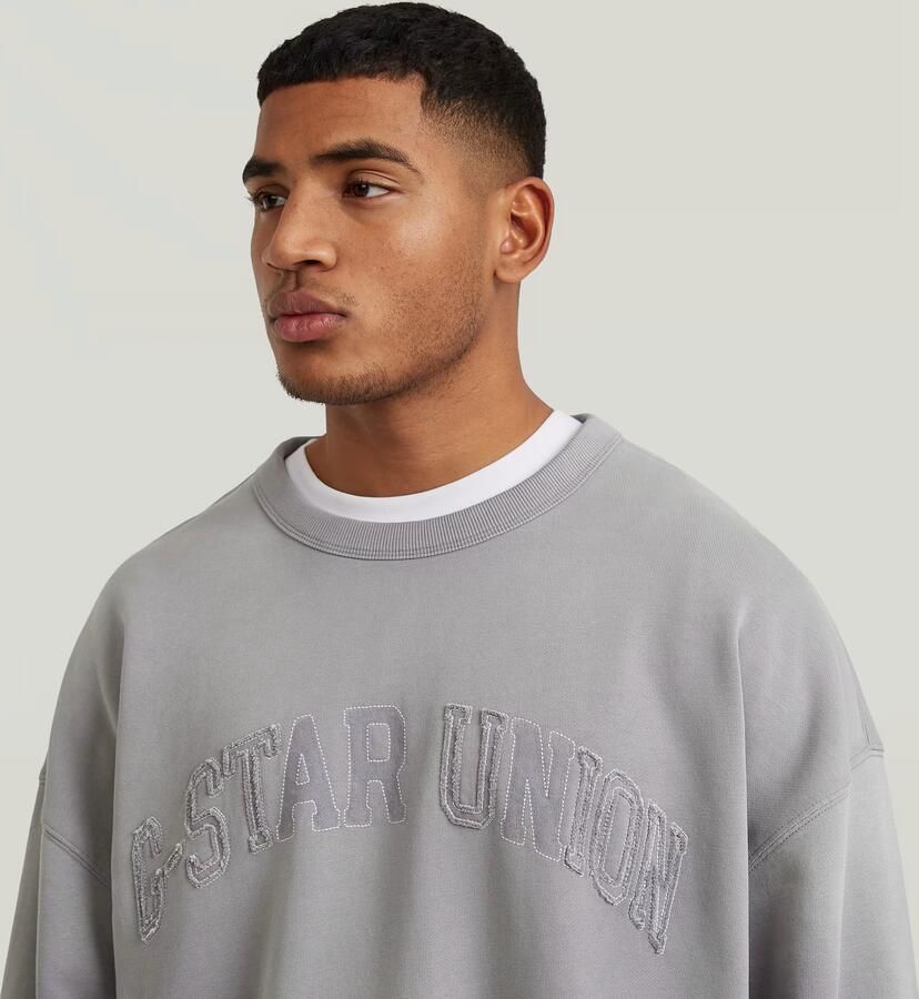 G-Star RAW Sunfaded Applique Loose Sweater Grijs Heren - Foto 3