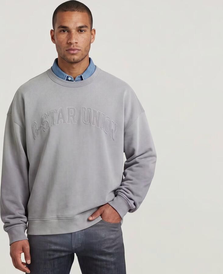 G-Star RAW Sunfaded Applique Loose Sweater Grijs Heren - Foto 4