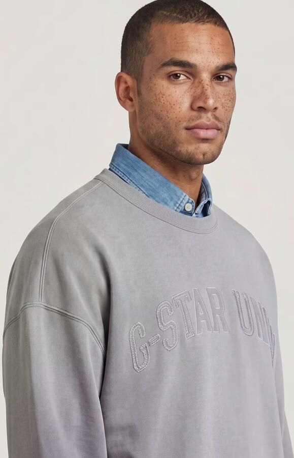 G-Star RAW Sunfaded Applique Loose Sweater Grijs Heren - Foto 6