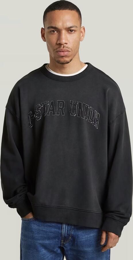 G-Star RAW Sunfaded Applique Loose Sweater Zwart Heren