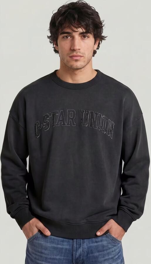 G-Star RAW Sunfaded Applique Loose Sweater Zwart Heren - Foto 6