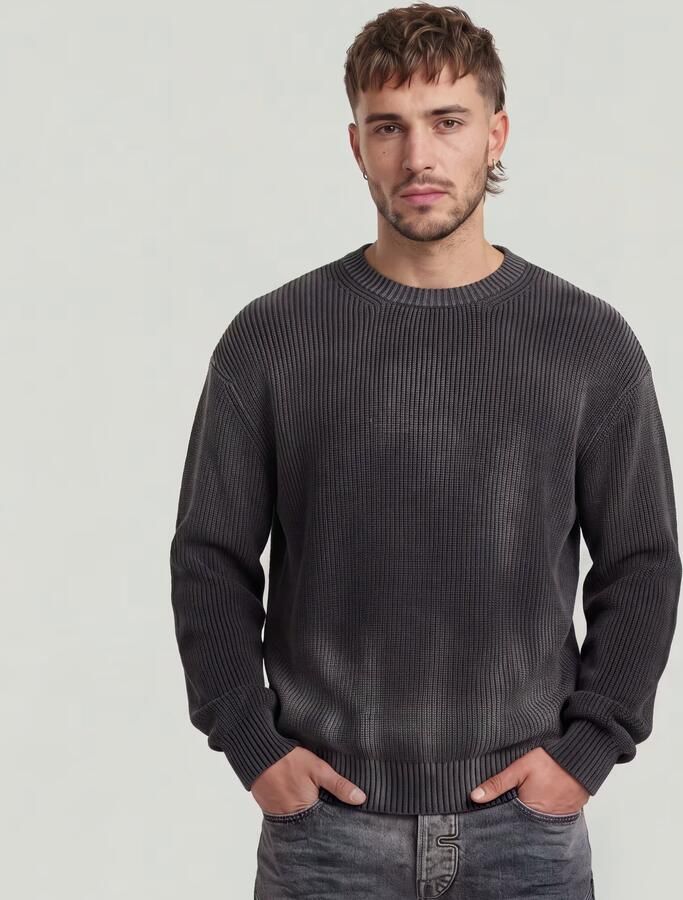 G-Star RAW Sunfaded Loose Gebreide Trui Donkerblauw Heren - Foto 5