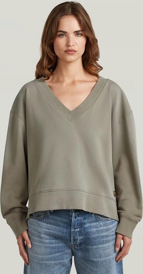 G-Star RAW Sunfaded V-Neck Loose Sweater Bruin Dames