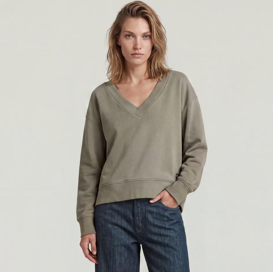 G-Star RAW Sunfaded V-Neck Loose Sweater Bruin Dames - Foto 3