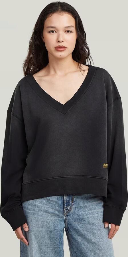 G-Star RAW Sunfaded V-Neck Loose Sweater Zwart Dames