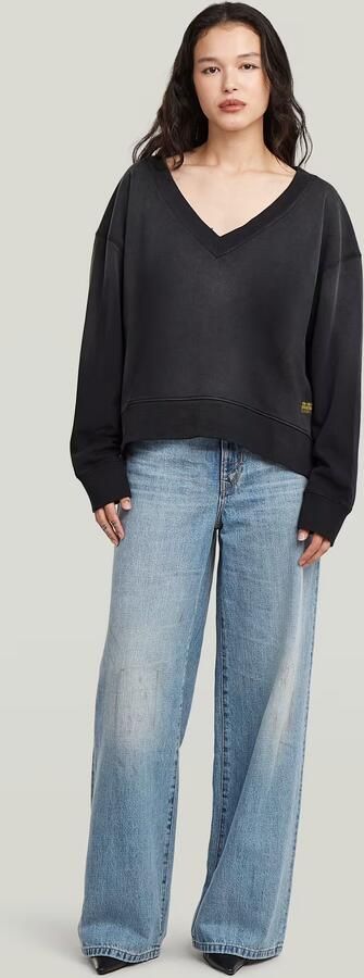 G-Star RAW Sunfaded V-Neck Loose Sweater Zwart Dames - Foto 7